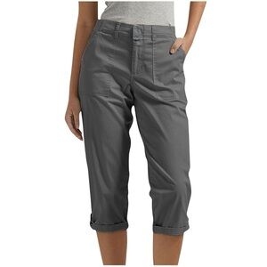 ANN TAYLOR Signature Lightweight Cotton Gray Rolled Hem Capri, Size 10
